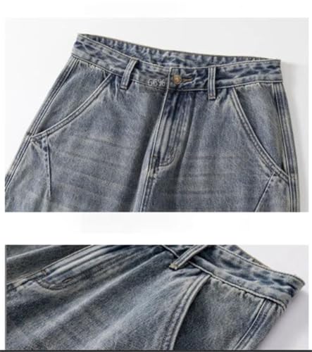 Men Tapered Jeans with Pockets Pants Streetwear Vintage Casual Denim Trousers3