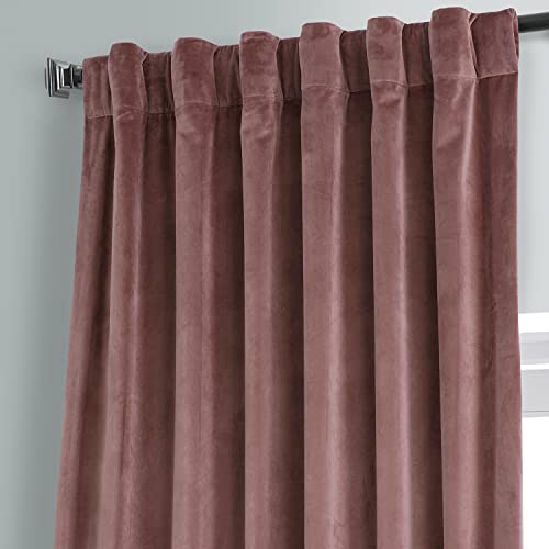 Image of HPD Half Price Drapes Signature Plush Velvet Blackout Curtains for Bedroom (1 Panel), 50W X 96L Hotel Black Out Curtains for Living Room, Thermal Insulated Blackout Curtains for Windows, Rosehip