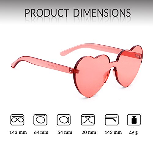 GIFIORE Heart Sunglasses for Women Cute Rimless Heart Shaped Sun Glasses Candy Color Shades4