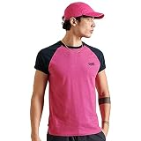 Superdry Herren Baseball T-Shirt aus Bio-Baumwolle aus der Orange Label Kollekti Magenta Meliert L