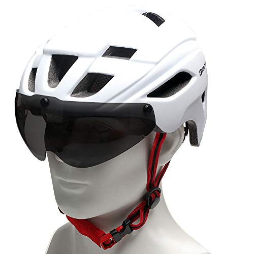 GIEADUN Men's and Women's Bike Helmets,MTB,Bicycle, Cycling Helmets cpsc Certified, Movable Lens can be resized (White)
