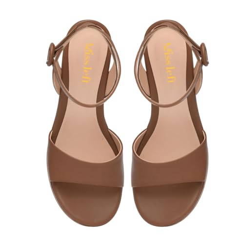miss left Women Stylish Platform Round Closed Toe Sandals High Chunky Heels Ankle Strap Buckle Pumps Dressy Party Evening Shoes Size 4-16 US4