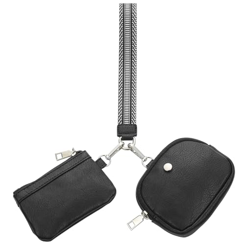 KUKOO Wristlet Wallets for Women, Zip Around Coin Purse Detachable Dual Pouch Keychain Wallet