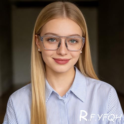 Image of Blue Light Blocking Glasses for Women Men, Square Thick Frame Anti Eyestrain & UV Glare JF6218