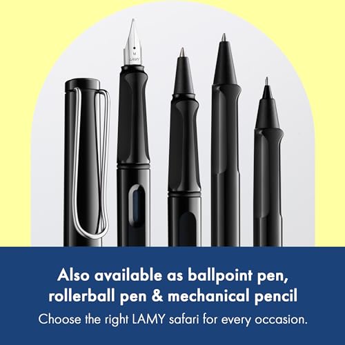 Image of Lamy Safari Black Fountain Pen Medium Nib with T10 Blue cartridge and Z28 Convertor