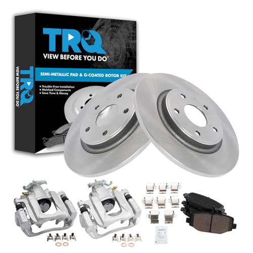 Image of TRQ Rear Brake Pad & Rotor Kit Ceramic Compatible with 2012 Ram C /V 2012-2014 Volkswagen Routan