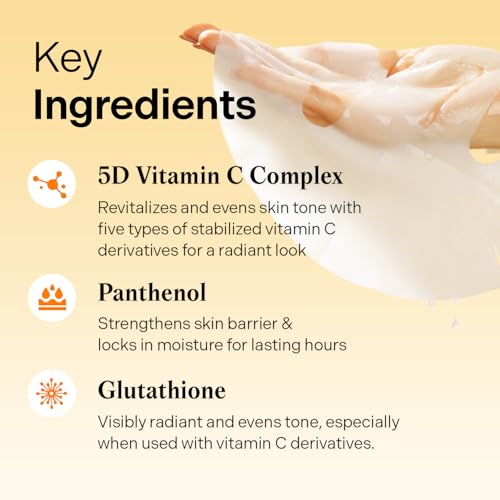 Torriden CELLMAZING Vita C Facial Mask (10 Sheets) | Radiance & Glow Boosting Korean Sheet Mask | Improving Overall Skin Tone | 5D Vitamin C + Niacinamide