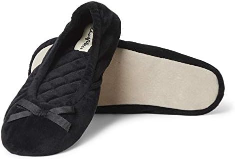 Dearfoams womens Layla Ballerina Slipper, Black, Small US | Image 1