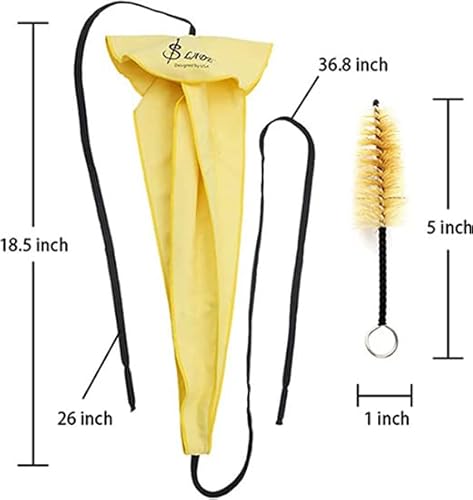 Sax/Saxphone Cleaning Cloth For Clarinet Horn And Winds Instruments Maintenances Care Cleaning Coth, 1 Cleaning Cloth Swab Rag,1 Mouthpiece Brush,Yellow #TOP5