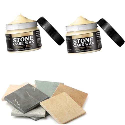 2 PACK Granite Worktop Cleaner, Granite Polish,Stone Wax Coating, 100g, Waterproof Protector, Restorative Shine, Anti-Stain Formula, Handy Across Marble, Quartz, Tiles And Natural Stone Surfaces