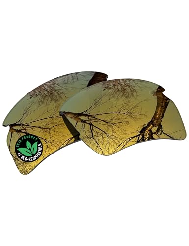Image of Raydi Polycarbonate Replacement Lenses & Rubber Kits for Oakley Flak 2.0 OO9295 Sunglasses for Men for Women - Flare Gold Mirror - Polarized