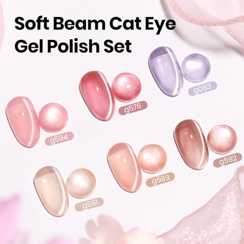 Image of Beetles Soft Beam Cat Eye Gel Nail Polish Set, 6 Colors Glitter Gel Polish