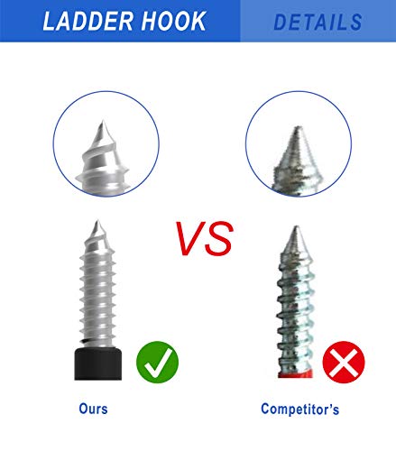 POETISKE Heavy Duty Screw in Ladder Hooks Good Garage Storage Organizer Vinyl Coated Black 4Pack