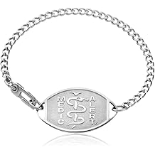 MEDICALERT Foundation Classic Embossed Medical ID Bracelet Stainless Steel for Men and Women with Free Custom Engraving- Stainless Steel - 7.5 Inches