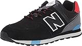 New Balance Kids' 574 V1 Classic Lace-Up Sneaker, Black/Velocity, 7 W US Big Kid