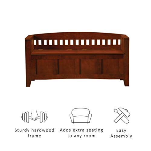 Linon-Home-Decor-Storage-Bench-with-Short-Split-Seat-Storage-Walnut-50-inchw-x-17-inchd-x-2525-inchh Linon Home Decor Storage Bench with Short Split Seat Storage Walnut 50 inchw x 17 inchd x 2525 inchh