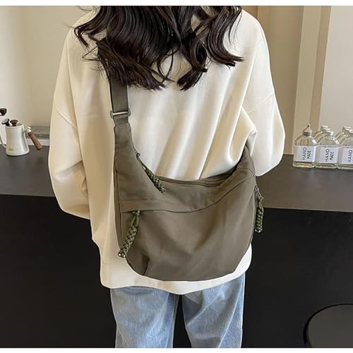 Image of Crescent Shoulder Bag Nylon Crossbody Bag for Women Nylon Hobo Bags Slouchy Sling Purse Dumpling Bags