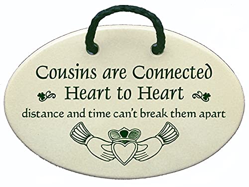 Irish Cousins Ceramic Wall Plaque, Cousins Connected Heart to Heart
