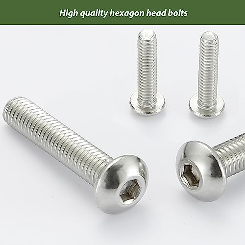AMLOOPH M6 Bolts, M6 X 50mm Hex Socket Button Head Machine Bolts/Screws - 6mm Fully Threaded A2 304 Stainless Steel Hex Long Socket Screws (Pack Of 10)