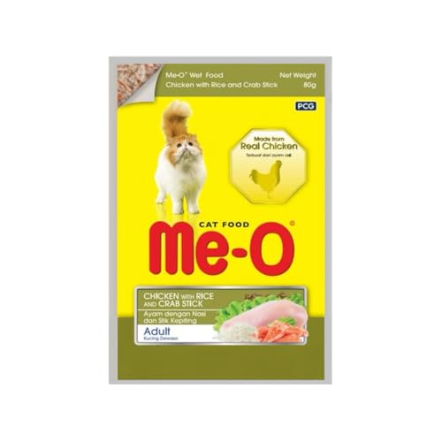 Image of Me-O, Chicken with Rice &Crab Stick 80G, Wet Food, Pack of 12 (80G X 12, 960G)