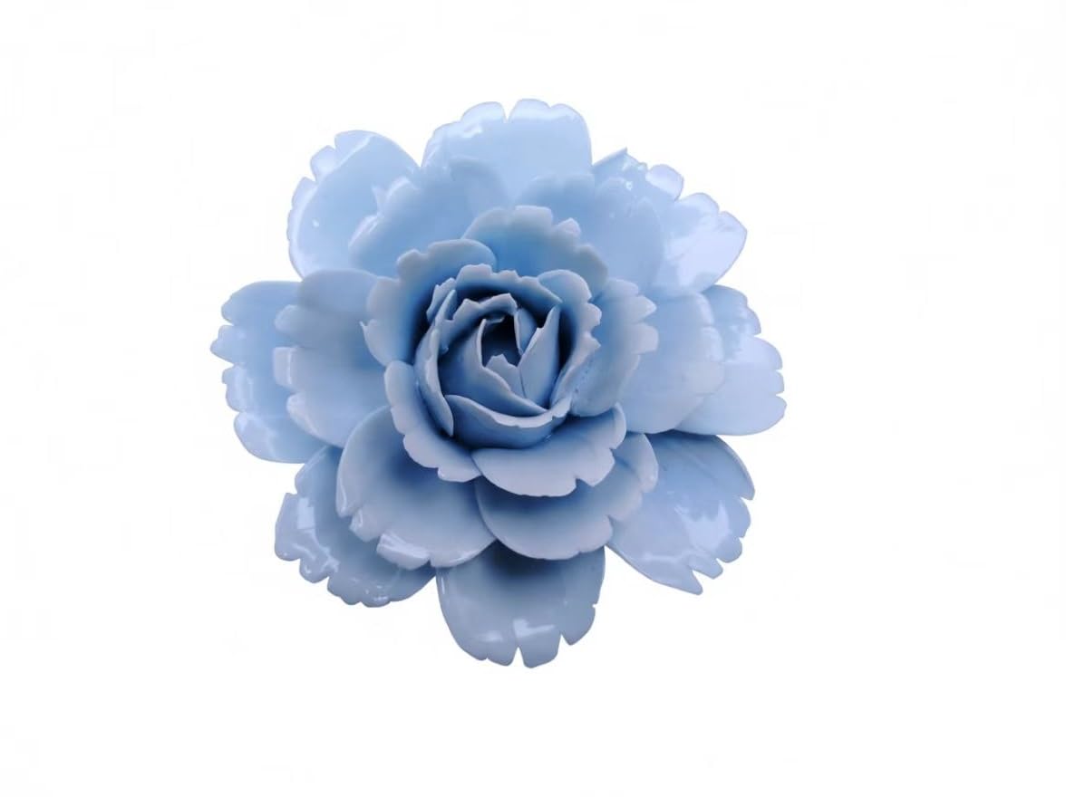 Amerry Light Blue Camellia,, 2.76" Handcrafted Ceramic Flowers Wall Art Décor, Vintage-Inspired Ceramic Bouquets,Whimsical Wall Ceramics,Elegant Blooms,Handmade Plant