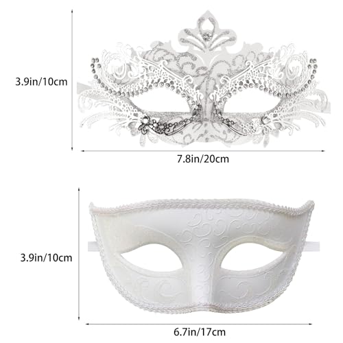 Image of Coddsmz Couple Masquerade Mask Set - Venetian & Mardi Gras Mask for Women & Men