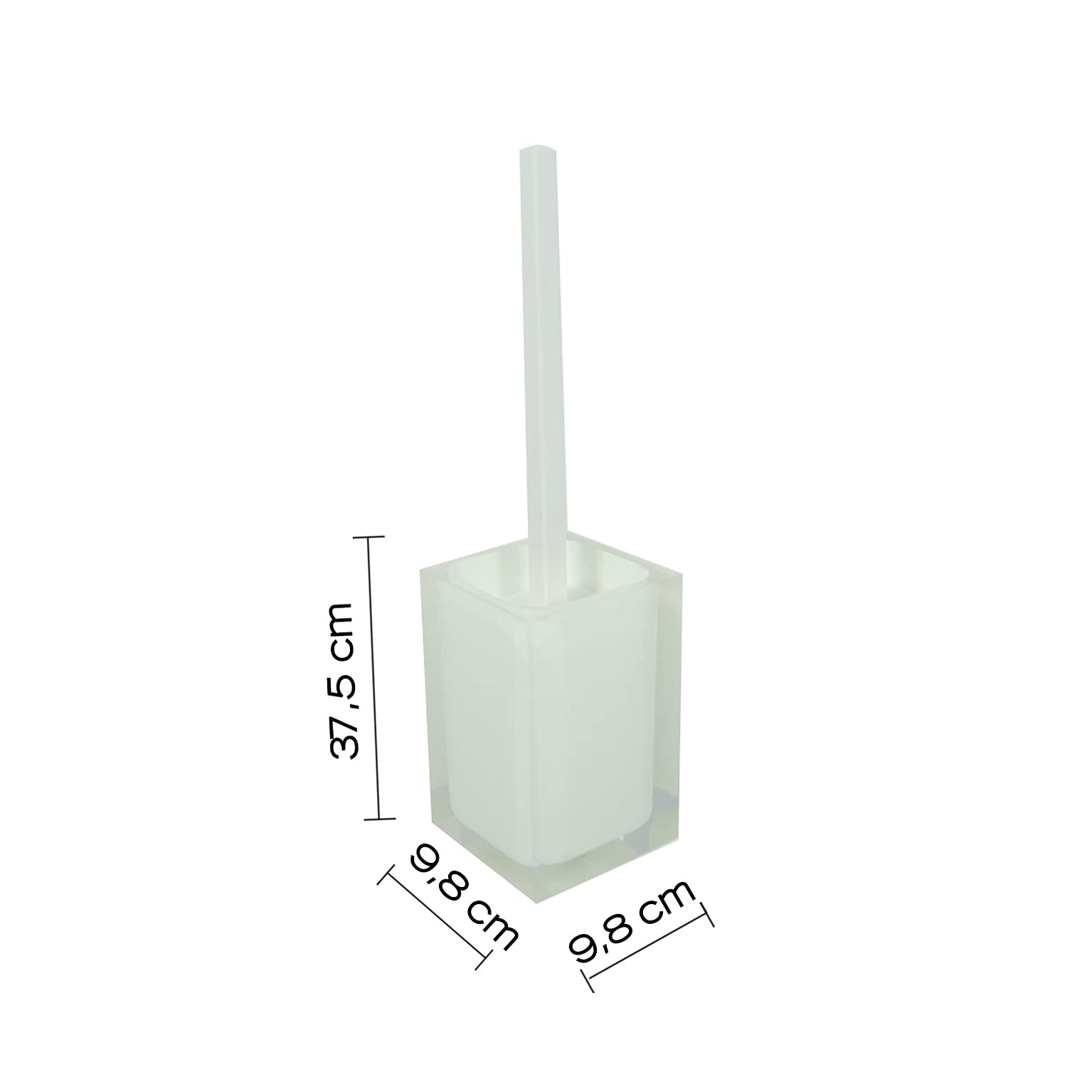 Gedy Auckland White, Dimensions and Weight: 37.5 x 9.8 x 9.8 cm & 0.85 kg, Made Clear Resin, Toilet Brush Design by R&S - Image 3