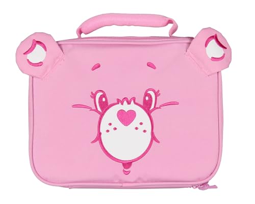 Mad Engine Care Bears Lunch Box Cheer Bear Embroidered Face Design with 3D Ears Insulated Lunch Bag Tote 10"