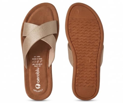 Image of AEROBLU Cushion Comfort Mid Heel Slippers for Women | Classic Cross Strap Design | Comfortable Padded Footbed | Anti-Skid & Durable Heel Slippers for Girls | Ideal for Party, Ethnic and Daily wear