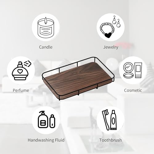 Vanity Tray Makeup Organizer Cosmetics Storage Bathroom Skincare Organizer Countertop Display Rack in Dresser Stainless Steel Shelf Marble Print Ceramic Trays