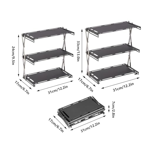 Étagère de camping stable contre le désordre extérieur meuble 3 niveaux cuisine et jardin
