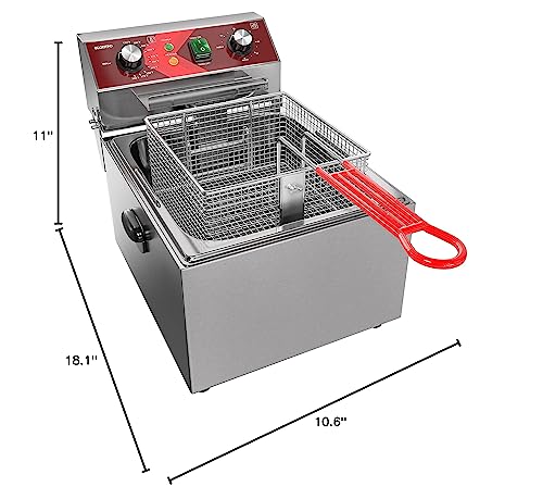 EGGKITPO Electric Deep fryer Single Tank Deep Fryer with Basket Capacity 10L(10.5QT) Electric Countertop Fryers with 60 Minute Timer EGEF-101V の商品画像 6