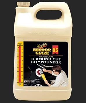 Meguiars Diamond Cut Compound 2.0 M8501, Low-Swirl Car Compound for High-Solids Paints, Safe and Effective on Glossy Paints, Features Low-Dusting, Low-Splatter Formula for Easy Clean-up, 1 Gal