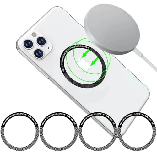 YIANERM Lot de 4 Anneaux métalliques universels Autocollants compatibles avec Chargeur sans Fil magnétique, Adaptateur magnétique Anneau Accessoires de Conversion (Noir)