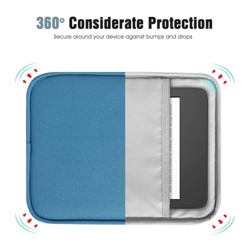 TiMOVO 6-7 Zoll Tablet-Hülle für E-Reader Book Paperwhite/Colorsoft Signature Edition, schützende Sleeve-Hülle mit Tasche für E-Reader, Oasis- und Kobo-Geräte, Pfau Blau