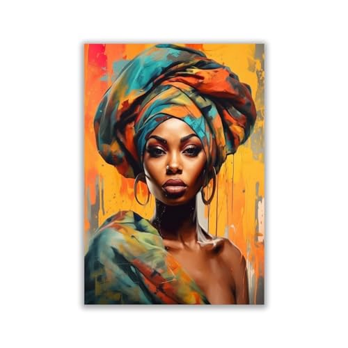 IEPOZWA Arte de pared africano, arte de pared de mujer negra, Arte mural afroamericano Cuadro Decorativo Abstracto Pintado en la Pared Decoración de Arte - 20x30cm Sin marco