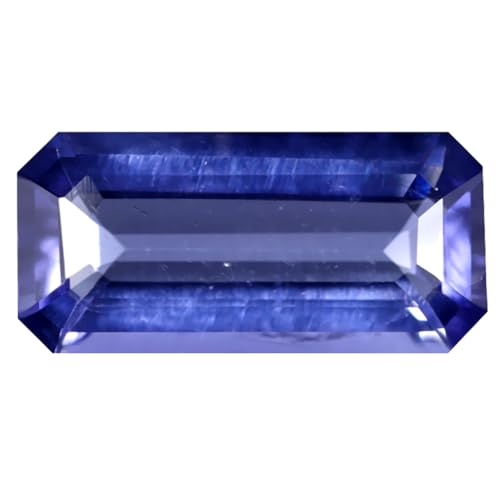 Iolite naturelle Ceylan 2.05 ct, gemme bleu violacé octogone 13x6mm non chauffée pour joaillerie