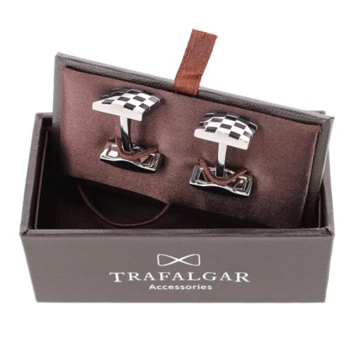 Mancuernillas Trafalgar con diseño de tablero a cuadros miniatura 3