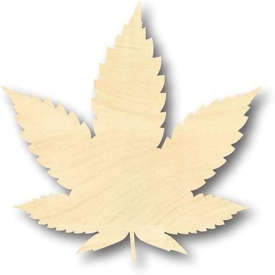 Unfinished Wood Marijuana Leaf Shape Cannabis Pot Leaves Craft up to 46" DIY 16" / 3/4"