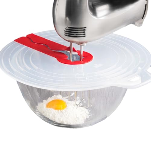 Mixing Bowl Splatter Guard, 12 Inch Silicone Anti Splash Cover Egg Whisk Mixing Bowl Lid, Reusable Mixer Splatter Guard for Kitchen Cooking Baking, Fits Most Hand and Electric Mixers