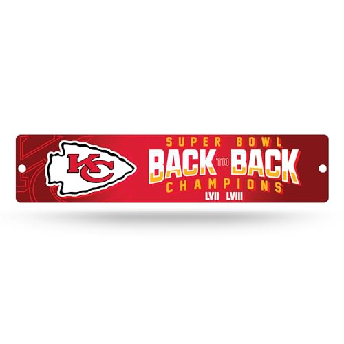 Rico Industries NFL Football Kansas City Chiefs Back to Back Champs Plastic 4" x 16" Street Sign