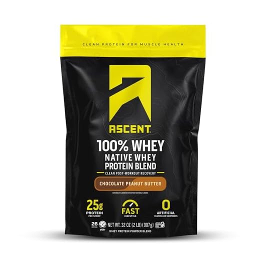 Ascent 100% Whey Protein Powder - Post Workout Whey Protein Isolate, Zero Artificial Flavors & Sweeteners, Gluten Free, 5.5g BCAA, 2.6g Leucine, Essential Amino Acids, Chocolate Peanut Butter 2 lb