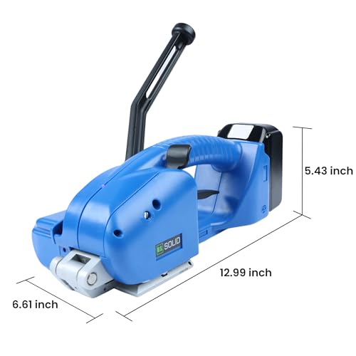 U.S. Solid Electric Strapping Machine, Handheld Semi-Automatic Banding Tool for 1/2"-5/8" PP&PET Straps, Adjustable Tension, 2x 3000mAh Rechargeable Batteries, Cordless Pallet Baler for Medium Package — view 5
