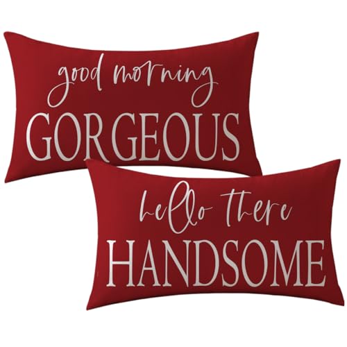 Couple Throw Pillow Covers“Good Morning Gorgeous” “Hello There Handsome” Romantic