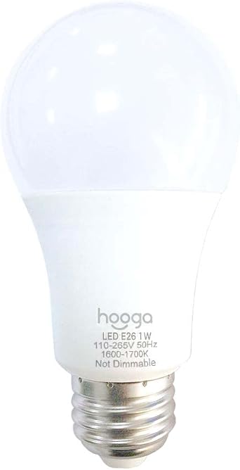 hooga Sleep Light Bulb, Amber Light Bulbs for Sleep Therapy, Blue Light Blocking, 1600K Dim Light Bulbs 7W Equivalent, Mood Soothing Light, E26 A19 Warm Light Bulbs for Bedroom, Nursery, 1 Pack.