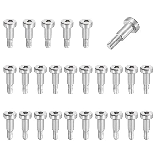 QUARKZMAN 26 Piezas Tornillos De Hombro De Acero Inoxidable 304 Diámetro Del Hombro 5mm Longitud Del Hombro 8mm Roscado M4x0.7 Tornillos De Hombro Con Cabeza Hexagonal
