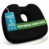 Nordkai Sitzkissen ergonomisch orthopädisch Memory Foam, Stuhlkissen mit U-förmiger Steißbein-Entlastung, druckentlastend für Bürostuhl Auto Rollstuhl Zuhause, rutschfest waschbar Schwarz