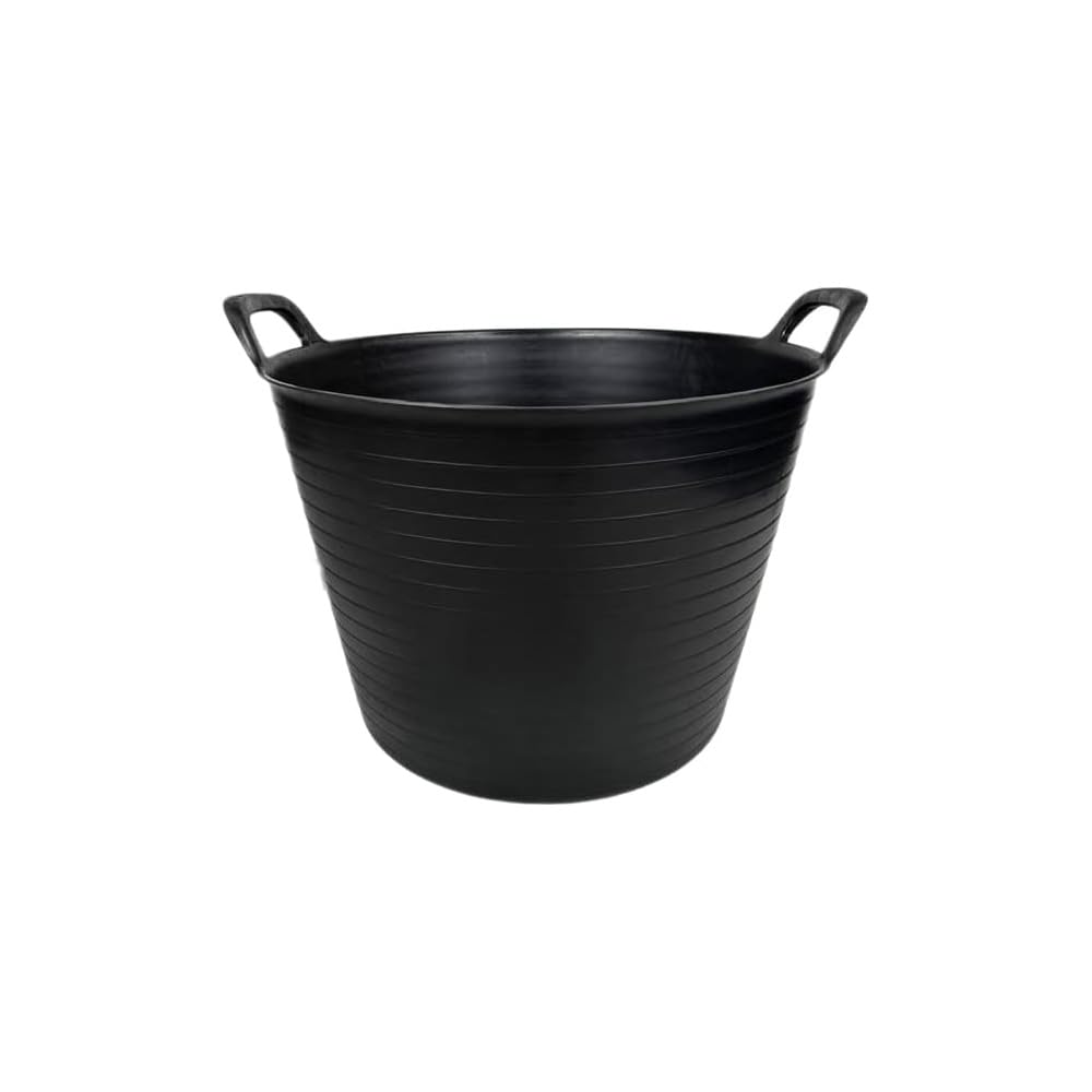 Large Black Flexi Tub – Heavy Duty Flexible Rubber Storage Bucket with Handles | Multi Purpose Container for Garden Waste, DIY, Builders, Stable Feed, Home, Indoor Outdoor Use (Large 42 Liter, 1Pack)