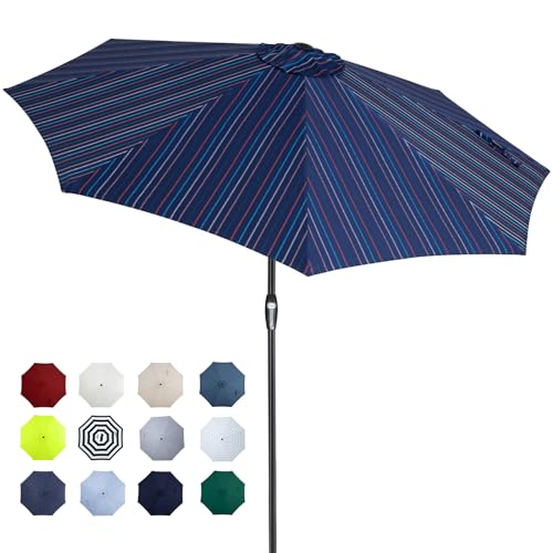 Image of Tempera Patio Market Outdoor Table Umbrella with Auto Tilt and Crank, Large Sun Umbrella with Sturdy Pole & Fade Resistant Canopy, Easy to Set