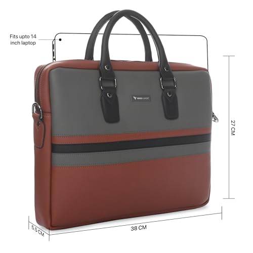 Image of Vaku Luxos MILAN 14 Inch Laptop Bag Leather Collection Messenger Organizer Shoulder Sling Office Bag for Men & Women With Adjustable Strap for Laptop and MacBook up to 14 inch